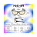 A product infographic for the Noir Edge eyeglasses, showing front and back views.
